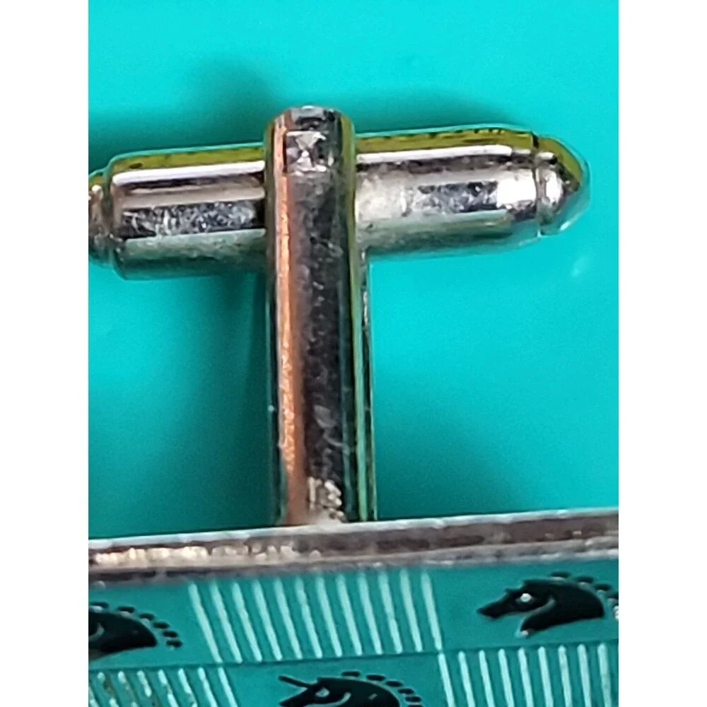 Vintage Silver-Tone Unicorn Cufflinks – Square Men’s Mythical Collectible Gift - Picture 7 of 8